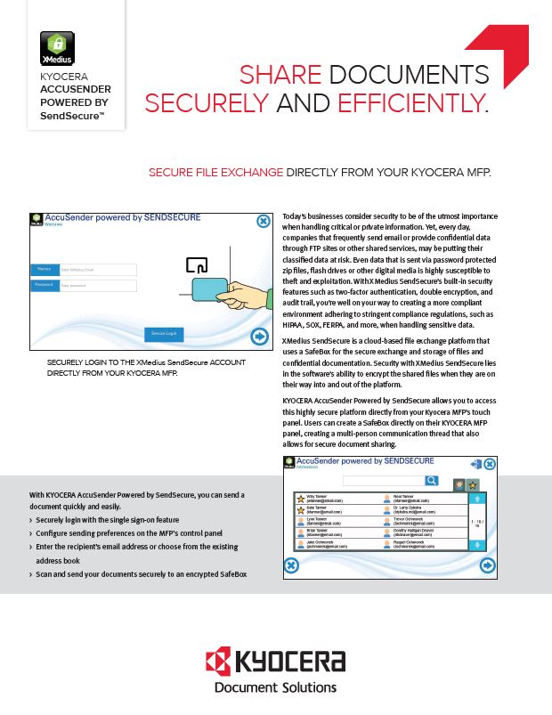 Kyocera, Software, Capture, Distribution, Accusender, Powered By Sendsecure, Ropho