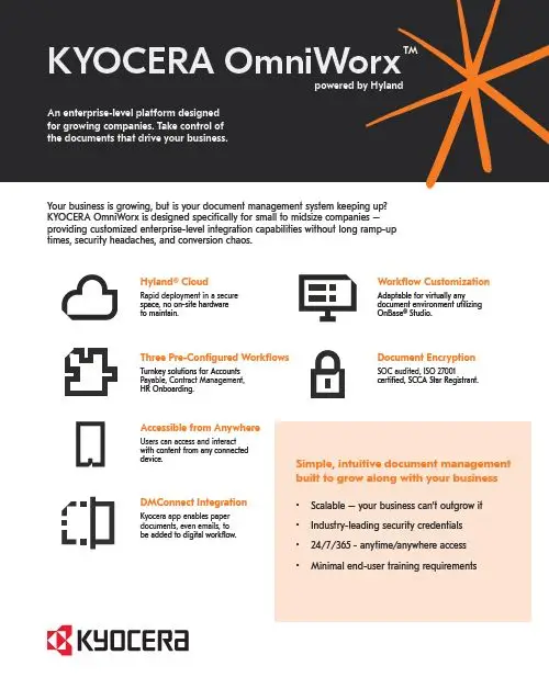 Kyocera, Software, Document Management, Kyocera Omniworx, Powered By Hyland, Ropho