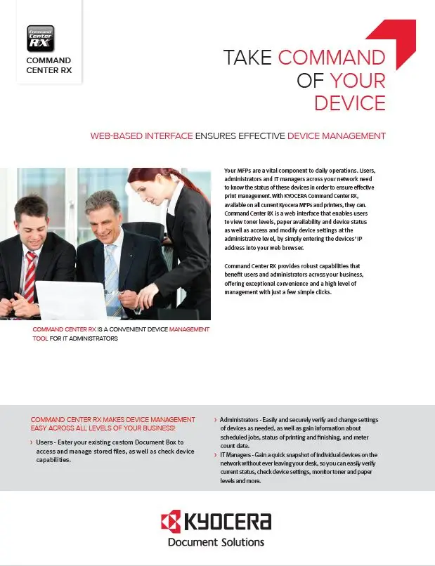 Kyocera, Software, Network, Device Management, Command Center Rx, Ropho