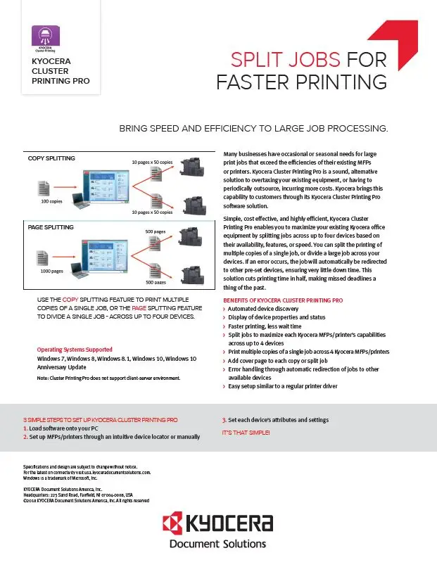 Kyocera, Software, Output Management, Kyocera Cluster Printing, Ropho